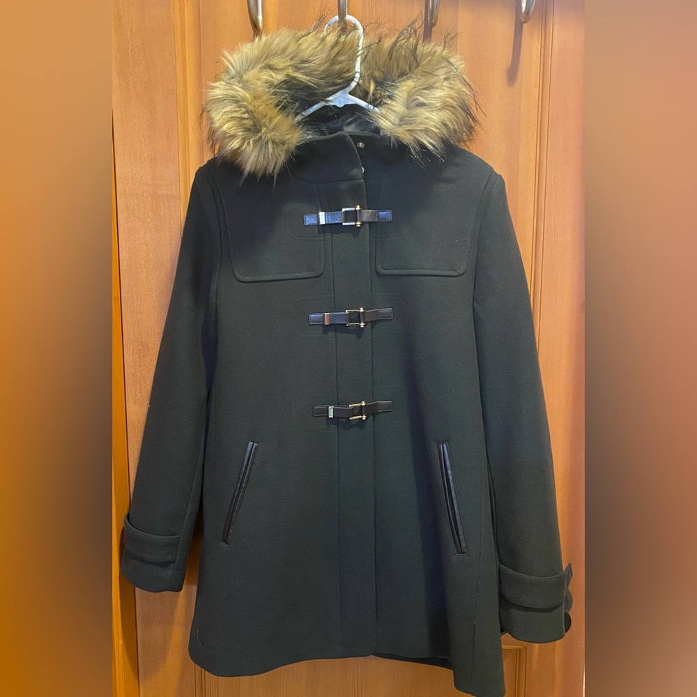 NWT Cole Haan Signature Wool And Faux Fur Coat Sz 12